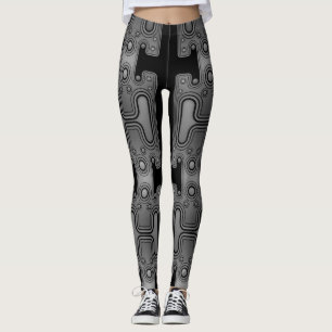 Black & White Mechanical Android Futuristic Robot Leggings