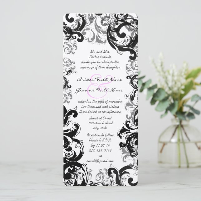 Black White Mediaeval Renaissance Wedding Invitation (Standing Front)