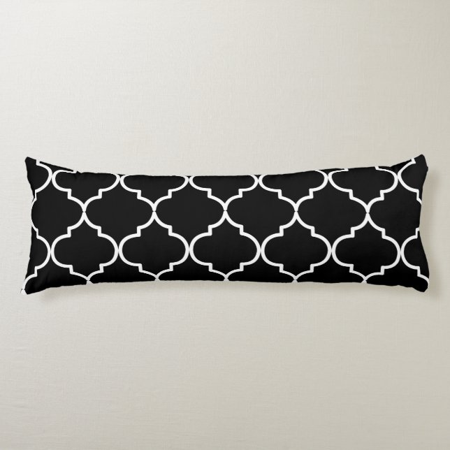 Black & White Mediterranean Moroccan Pattern  Body Cushion (Front)