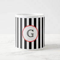 Black White Medium Stripe Red White Monogram Label
