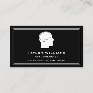 Black White Mental Health Clinical Psychologist Business Card