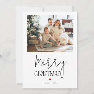 Black White Merry Christmas A Year in Review Photo Holiday Card