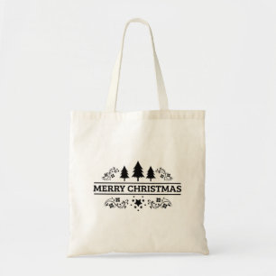 Black White Merry Christmas Tote Bag