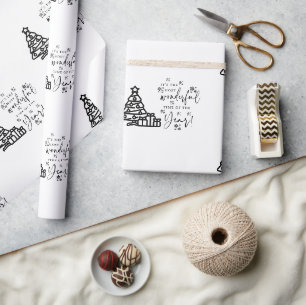 Black White Merry Christmas Trees Quote Gift Wrapp Wrapping Paper