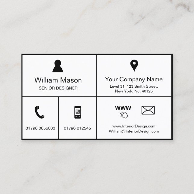 Black & White Metro Style Design - Business Card (Front)