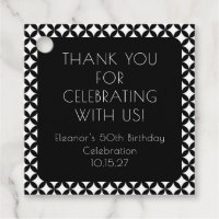 Black White Mid Century 50th Birthday Thank You