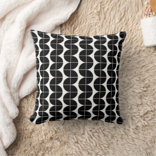 Black & White Mid Century Modern Abstract Pattern Cushion