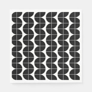 Black & White Mid Century Modern Abstract Pattern Napkin