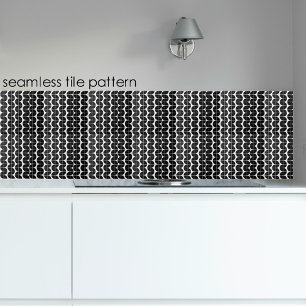 Black & White Mid Century Modern Abstract Pattern Tile