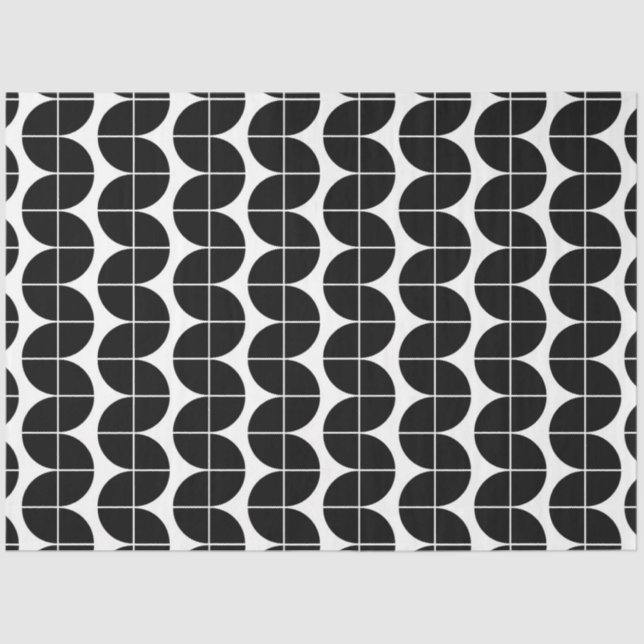 Black & White Mid Century Modern Abstract Pattern Tissue Paper (Front)