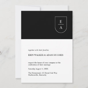 Black & White Minimal Arch Monogram Invitation