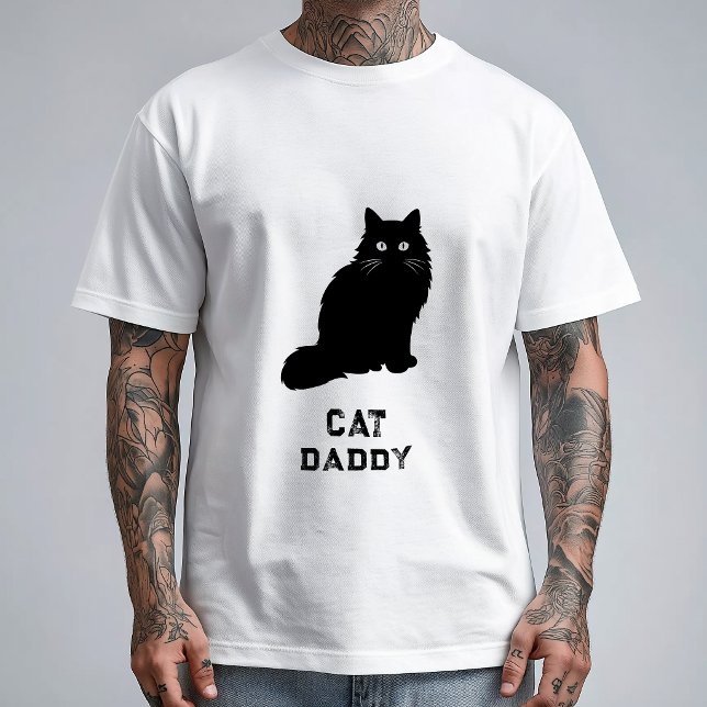 Black White Minimal Cat Daddy Funny  T-Shirt (Creator Uploaded)