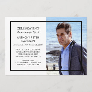 Black White Minimal Celebrating Life Custom Photo Invitation