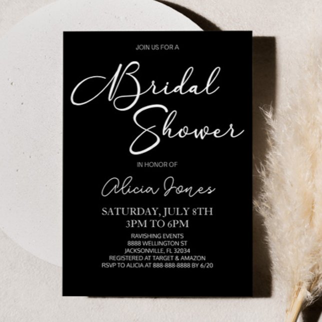 Black White Minimal Elegant Bridal Shower Invitation (Creator Uploaded)