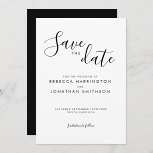 Black White Minimal Elegant Wedding Save The Date
