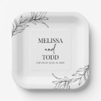 Black White Minimal Minimalist Branch Leaf Wedding