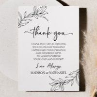 Black White Minimal Minimalist Branch Leaf Wedding
