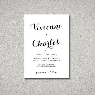 Black & White Minimal Modern Calligraphy Wedding Invitation