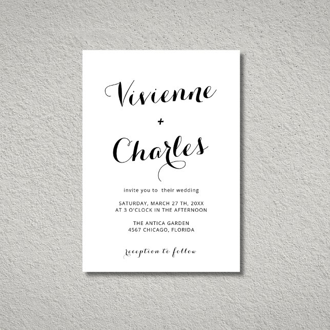 Black & White Minimal Modern Calligraphy Wedding Invitation (Creator Uploaded)