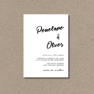 Black & White Minimal Modern Calligraphy Wedding Invitation