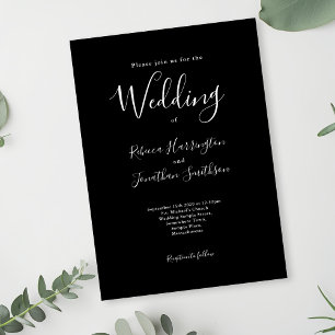 Black White Minimal Modern Elegant Wedding Invitation