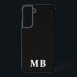 Black & White | Minimal Modern Initial Monogram Samsung Galaxy Case<br><div class="desc">This stylish phone case design features a simple modern design in black & white. Make one of a kind phone case with custom initials and name. It will be a cool, unique gift for someone special or yourself. If you want to change the fonts or position, click the "Customise further"...</div>