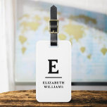 Black White Minimal Modern Monogram  Luggage Tag<br><div class="desc">Elevate your travel experience with our Classic Elegant Modern Minimalist Monogram Luggage Tag. This meticulously designed accessory seamlessly combines timeless elegance with contemporary minimalism, ensuring your luggage stands out with sophistication. Crafted with precision and attention to detail, this luggage tag is more than just a practical item; it's a personalised...</div>