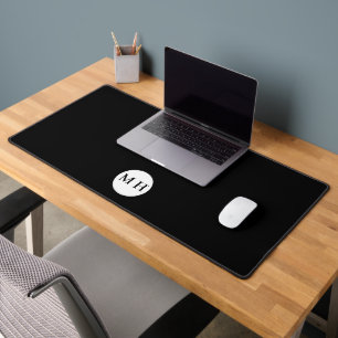 Black White Minimal Office Elegant Pad Monogram 