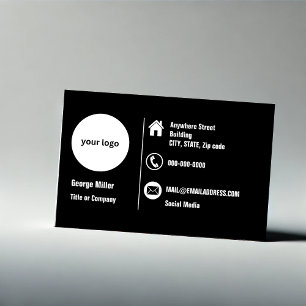 black white minimal professional round logo business card