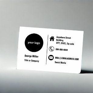 black white minimal professional round logo business card
