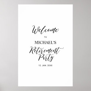Black & White Minimal Retirement Party Welcome Poster