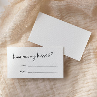 Black & White Minimal Script How Many Kisses Game Enclosure Card