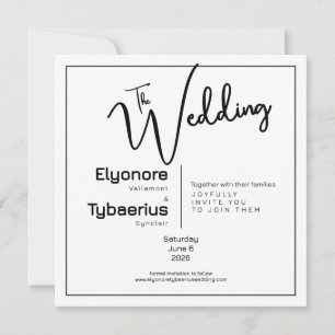 Black & White Minimal Square Wedding Invitation