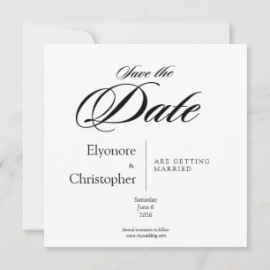 Black & White Minimal Square Wedding Photo Card