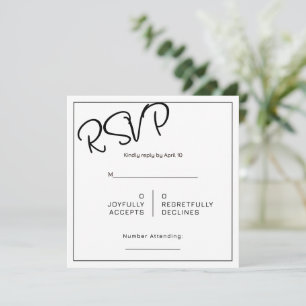 Black& White Minimal Square Wedding RSVP Card