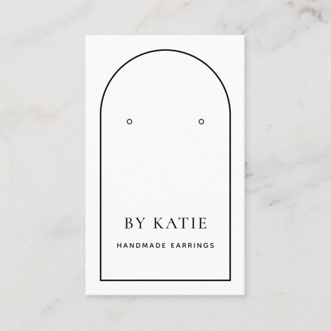 Black & White Minimalist Arch Earring Display Card (Front)