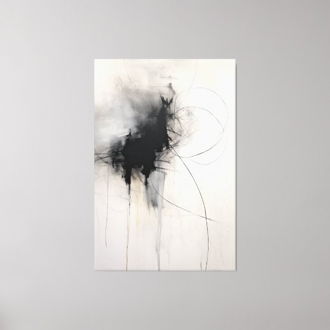 Black & White Minimalist Art | Ephemeral Echoes Canvas Print (Front)