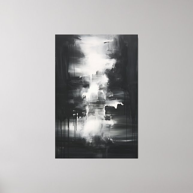 Black & White Minimalist Art | Midnight Serenity Canvas Print (Front)