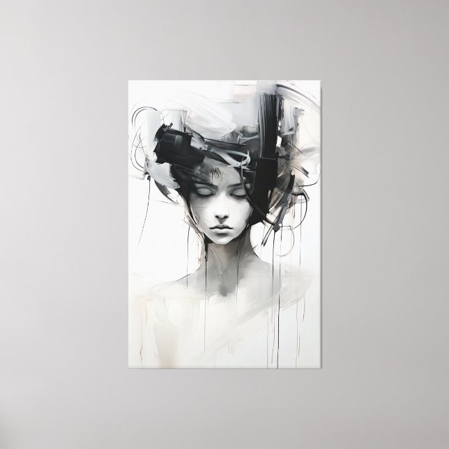 Black & White Minimalist Art | Tranquil Reverie Canvas Print (Front)