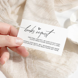 Black & White Minimalist Books Request Enclosure Card
