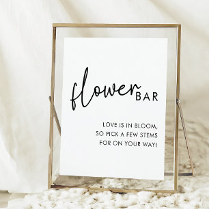 Black & White Minimalist Bridal Shower Flower Bar Poster