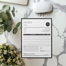 Black & White Minimalist Business Invoice Template
