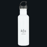 Black White Minimalist Calligraphy Bridal Shower   710 Ml Water Bottle<br><div class="desc">This black white minimalist calligraphy bridal shower stainless steel water bottle is the perfect gift to present the bride or bride-to-be with for a simple bridal shower. The design features a beautiful calligraphy font.</div>