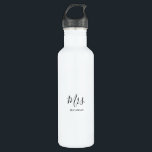 Black White Minimalist Calligraphy Bridal Shower   710 Ml Water Bottle<br><div class="desc">This black white minimalist calligraphy bridal shower stainless steel water bottle is the perfect gift to present the bride or bride-to-be with for a simple bridal shower. The design features a beautiful calligraphy font.</div>