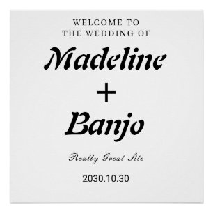Black & White Minimalist Calligraphy Wedding  Poster