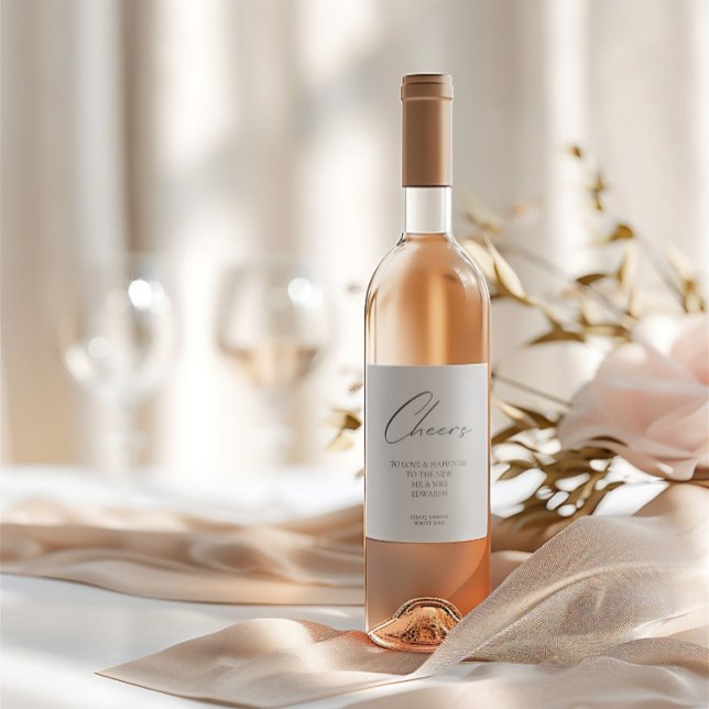 Black & White Minimalist "Cheers to Love" Wedding Wine Label (Black & White Minimalist "Cheers to Love" Wedding Wine Label)