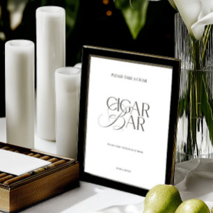 Black & White Minimalist Cigar Bar Wedding Sign