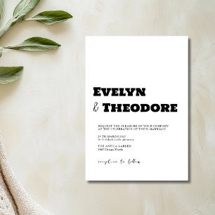 Black & White Minimalist Clean Modern Wedding Invitation
