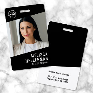 Black White Minimalist Company Logo Employee ID Badge