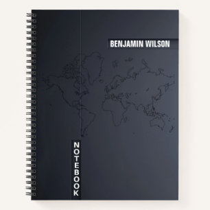 Black & White Minimalist Custom Name Notebook